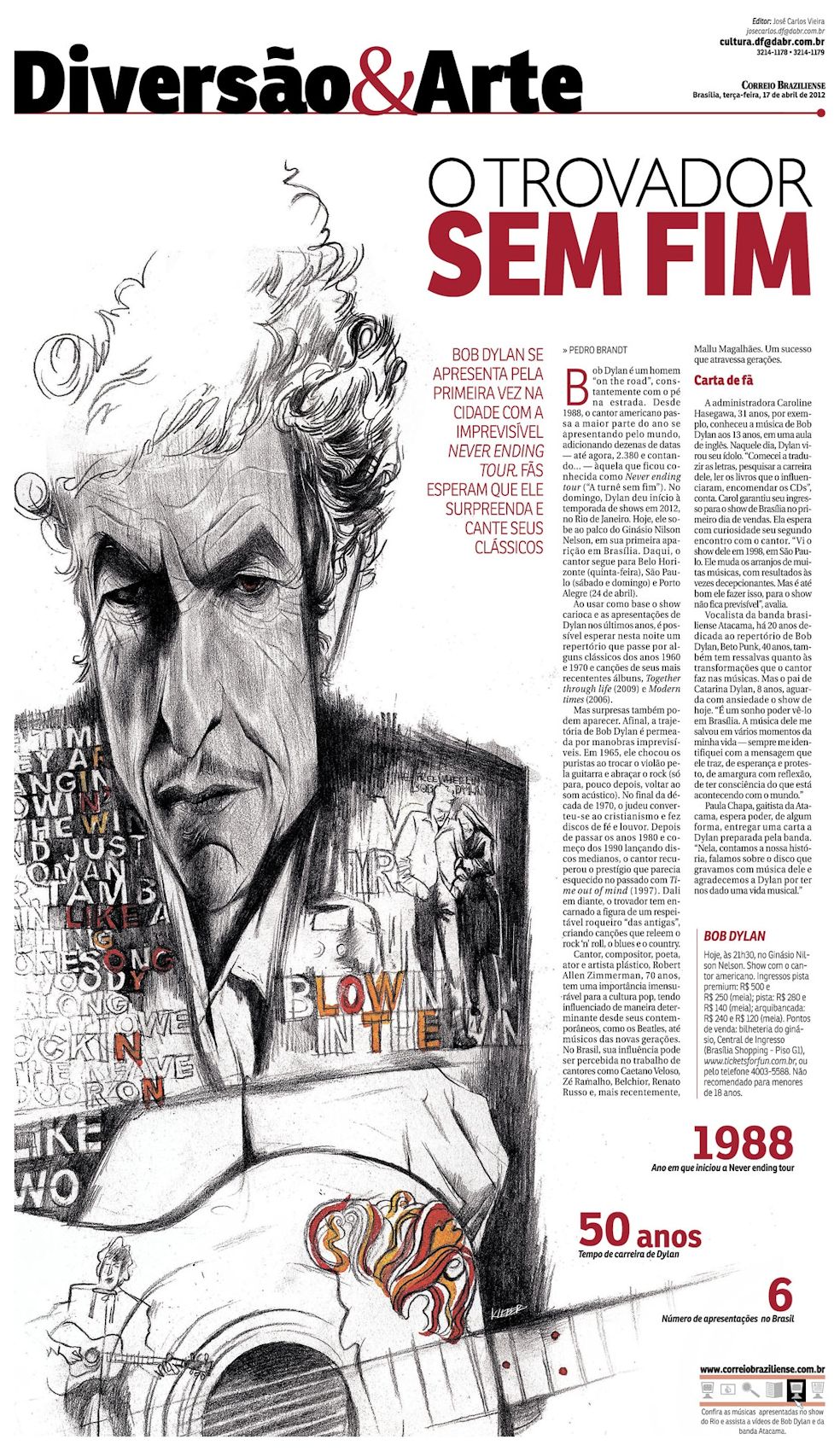 CORREIO BRAZILIENSE Bob Dylan front cover