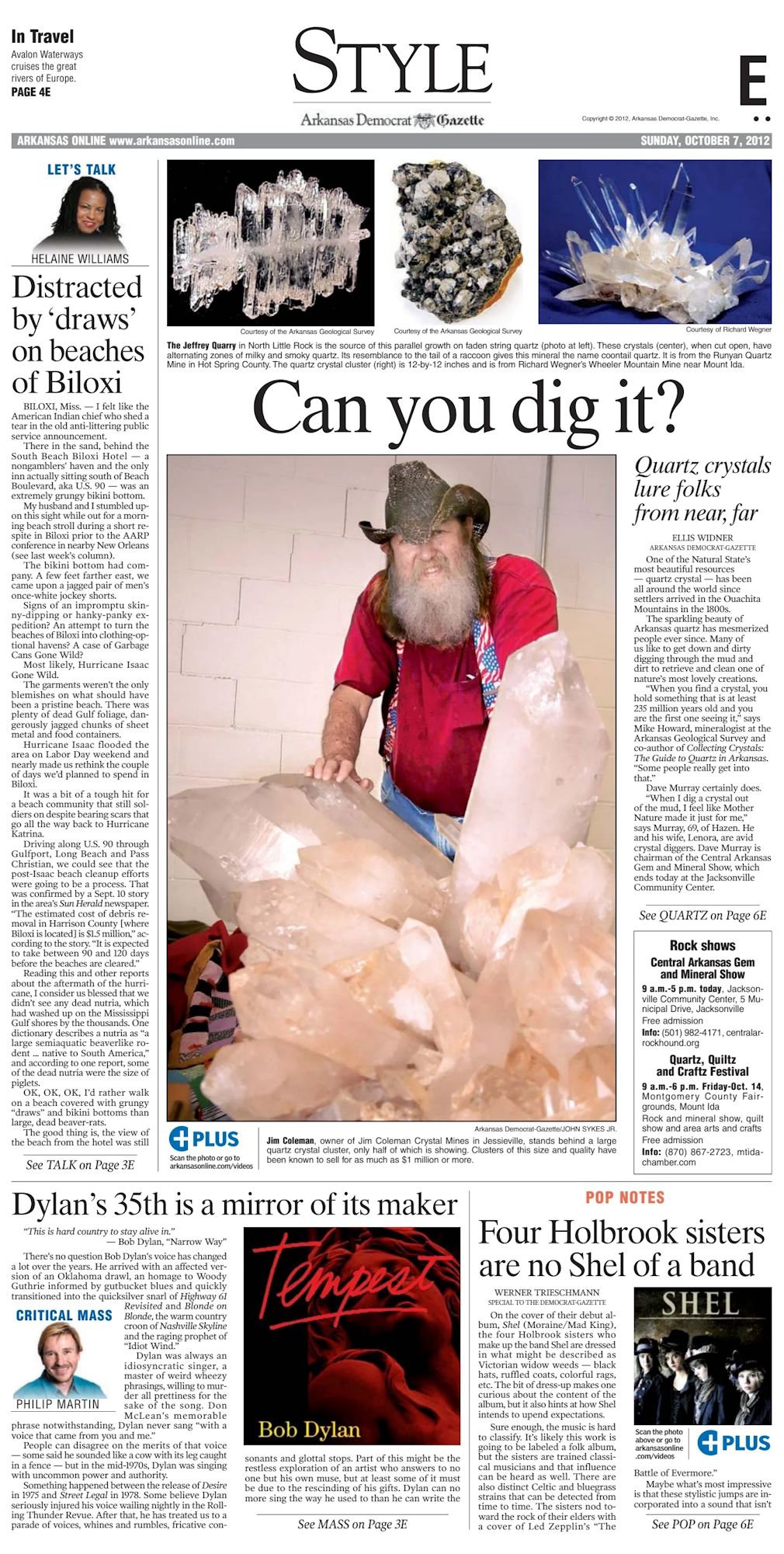 Arkansas Democrat-Gazette Bob Dylan front cover