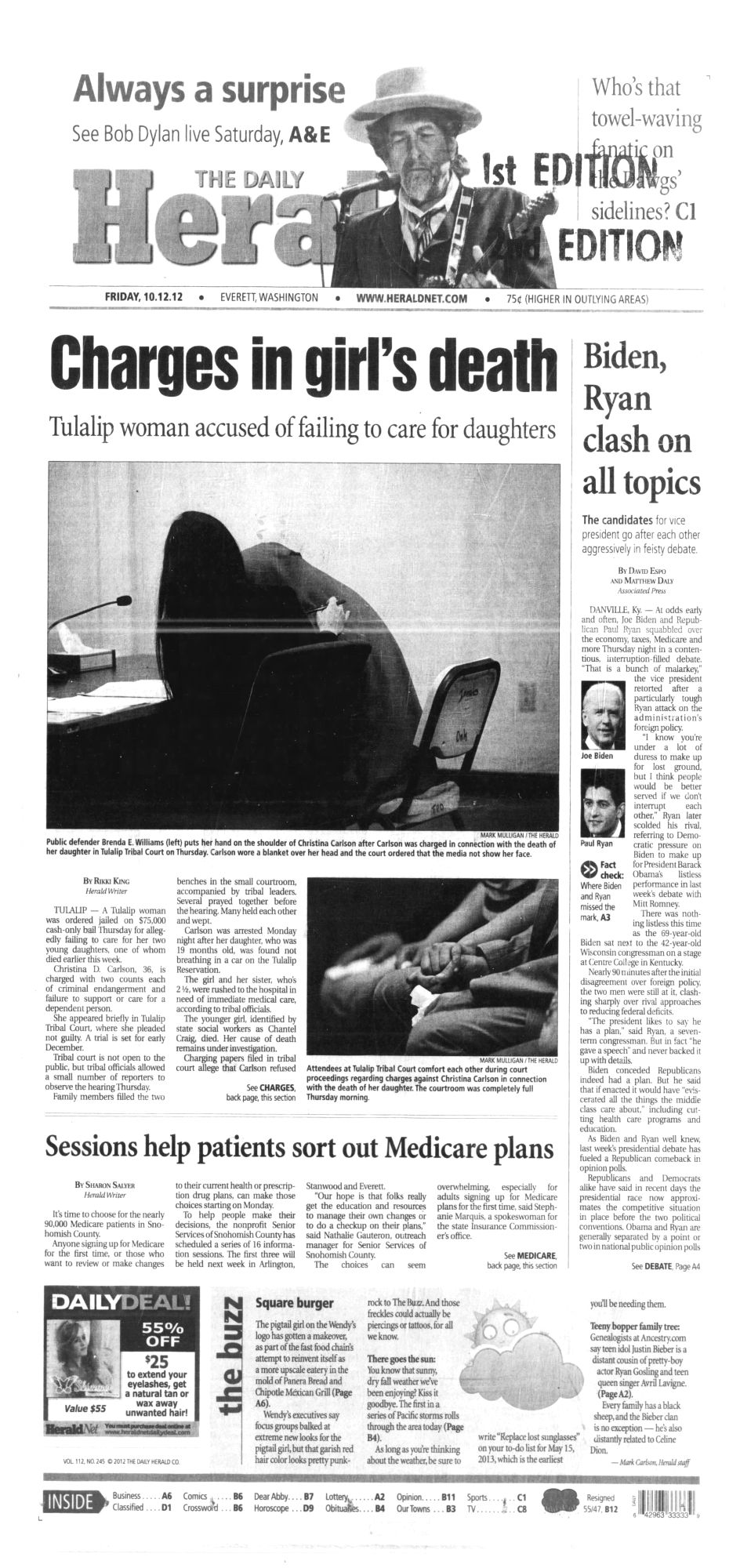 everett herald Bob Dylan front cover