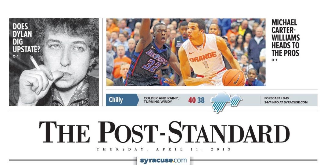 The Post-Standard Bob Dylan front cover