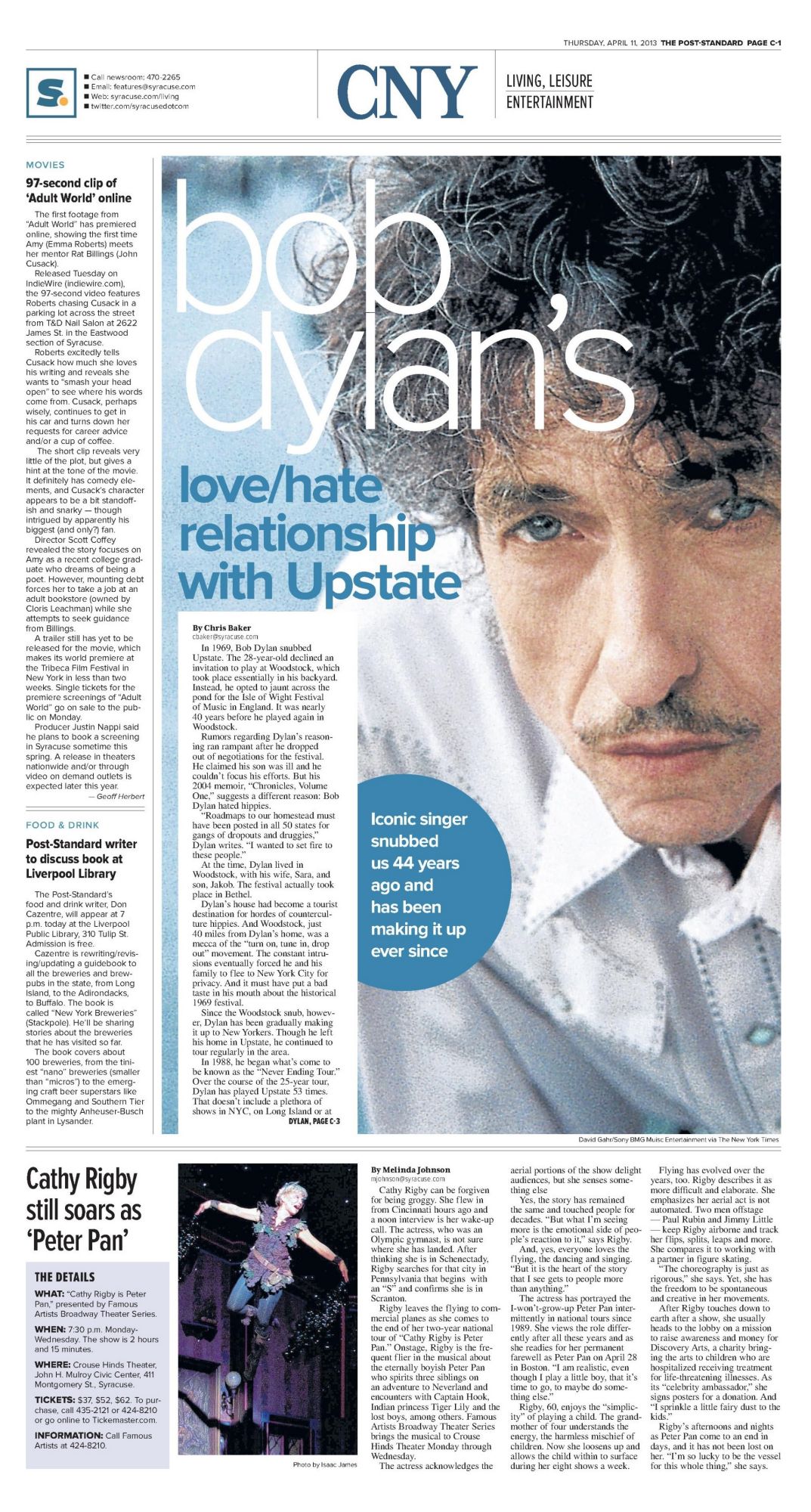 The Post-Standard Bob Dylan front cover