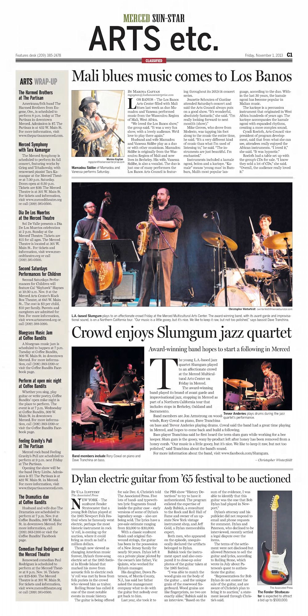 Merced Sun-Star Bob Dylan front cover