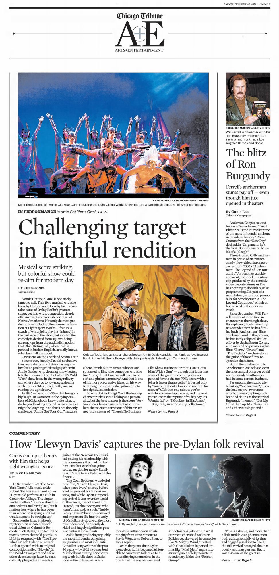 chicago tribune Bob Dylan front cover