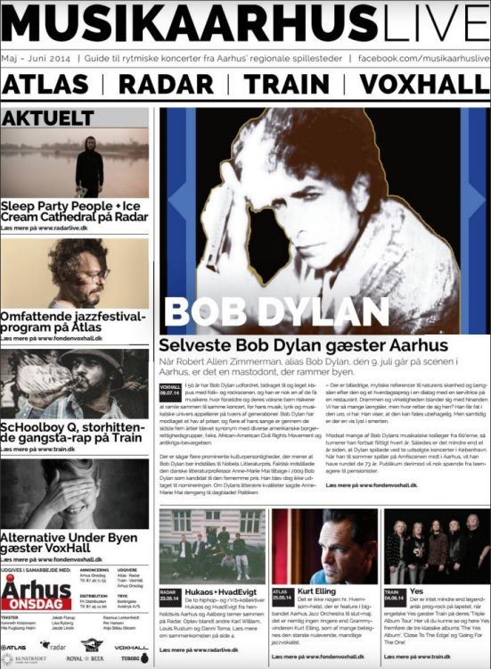Musikaarhus magazine june 2014 Bob Dylan front cover