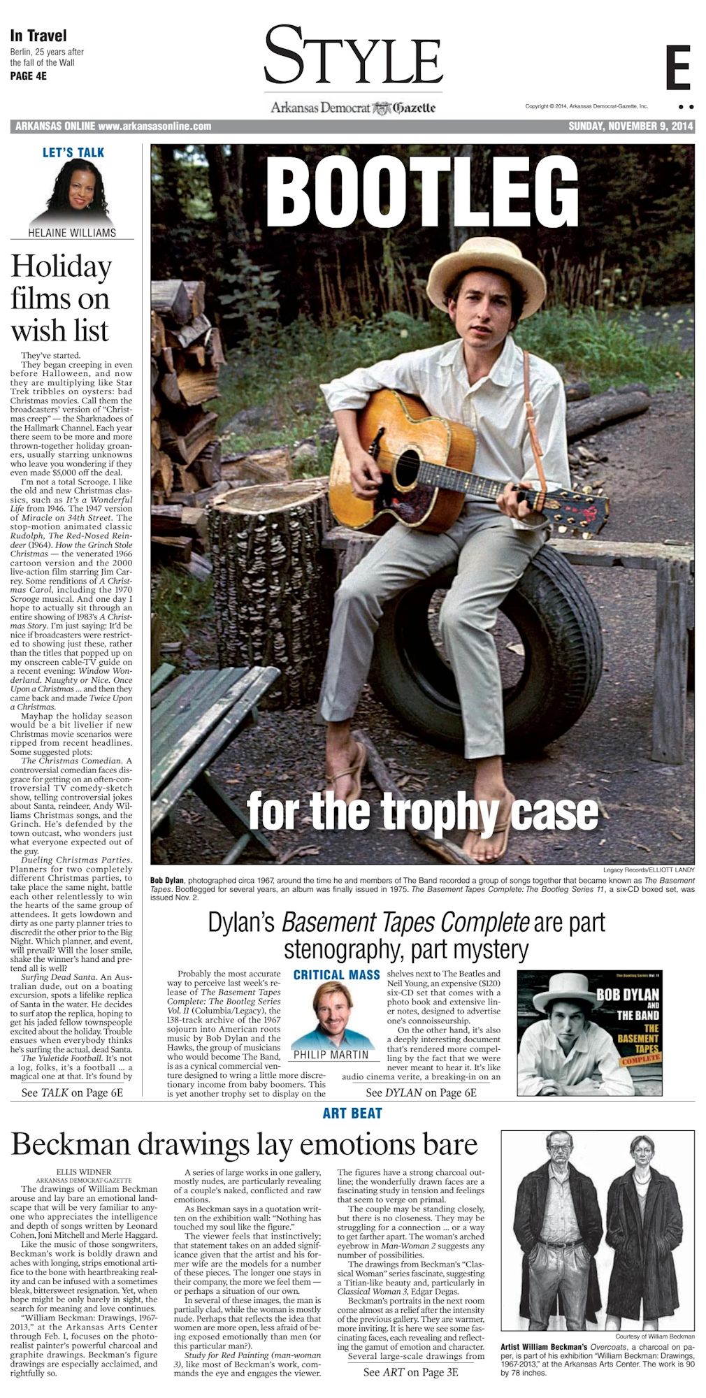 Arkansas Democrat-Gazette Bob Dylan front cover