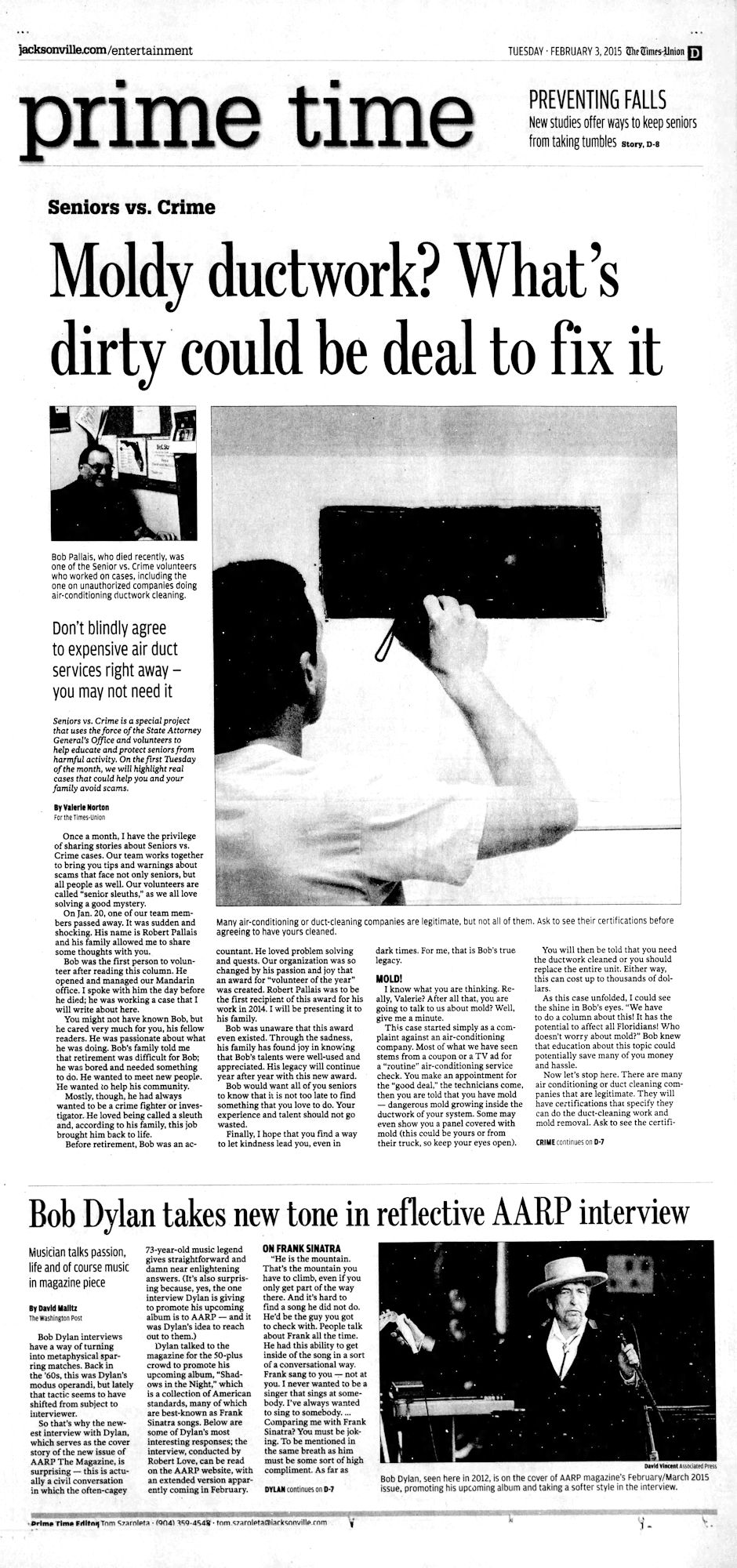 florida times union Bob Dylan front cover