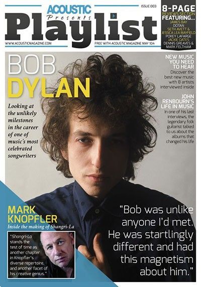 playlist supplement to acoustic magazine Bob Dylan front cover