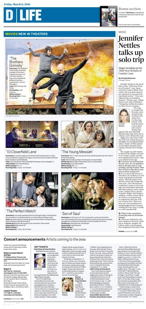 the Dayton Daily News Bob Dylan front cover