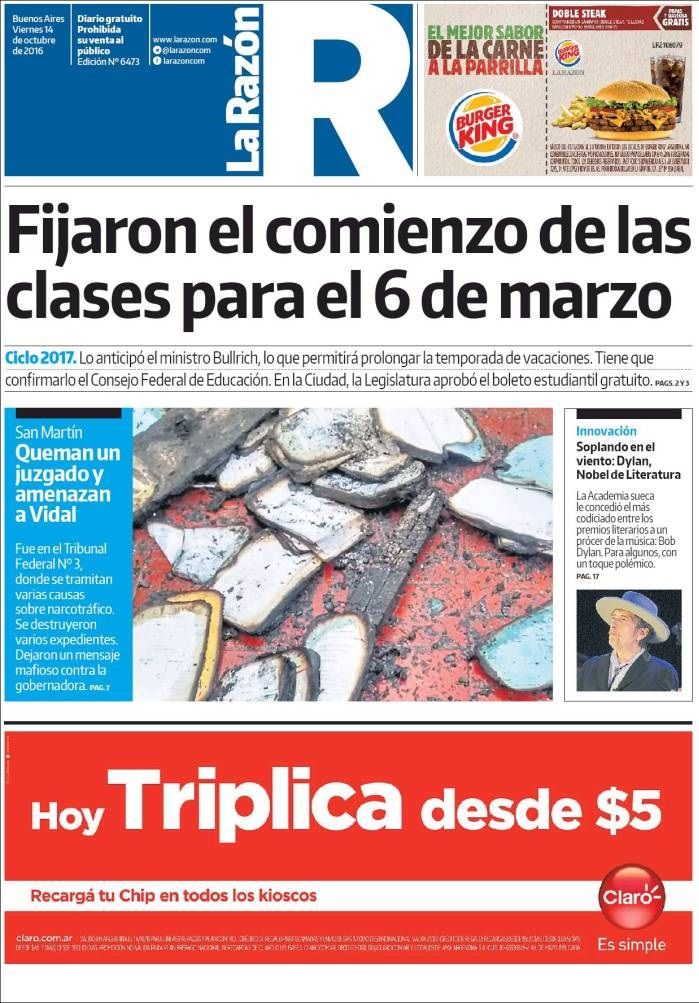 la razon 2016 10 magazine Bob Dylan front cover