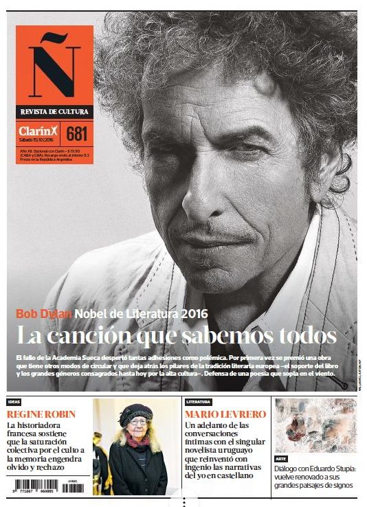 clarin 2016 10 15 magazine Bob Dylan front cover