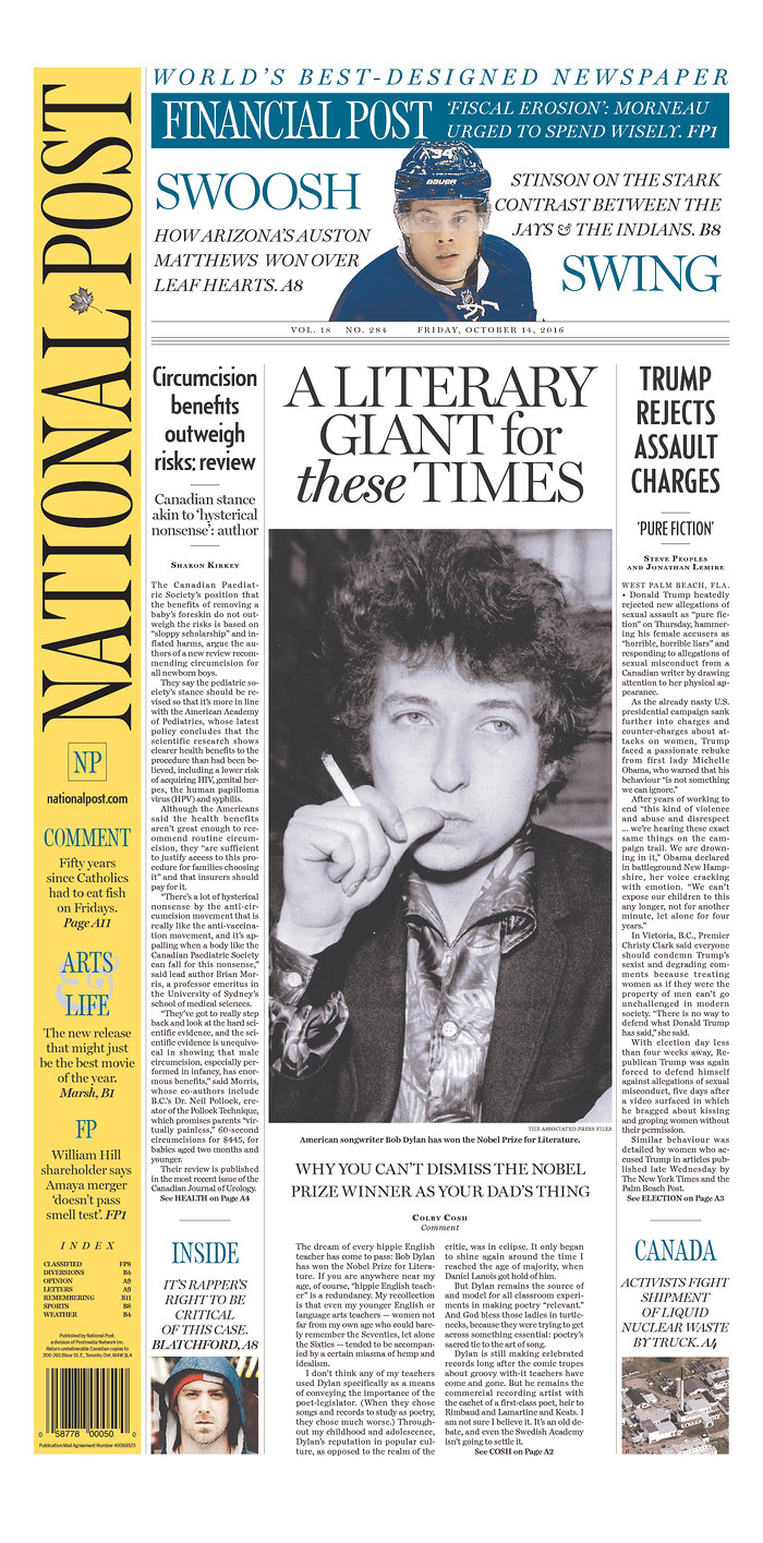 national post magazine Bob Dylan front cover