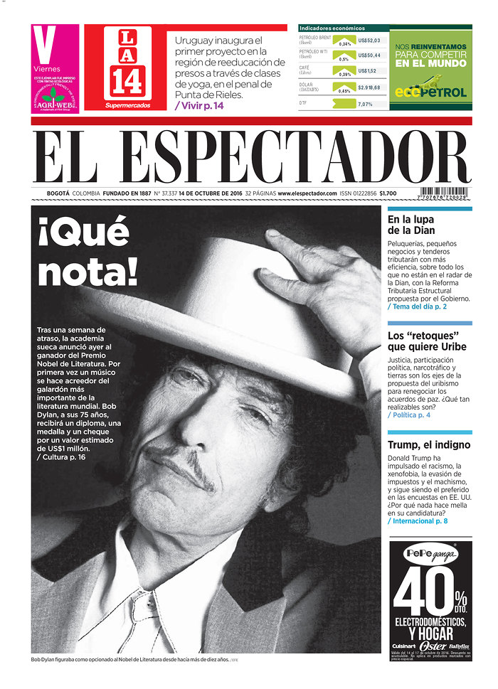 el espectador magazine Bob Dylan front cover