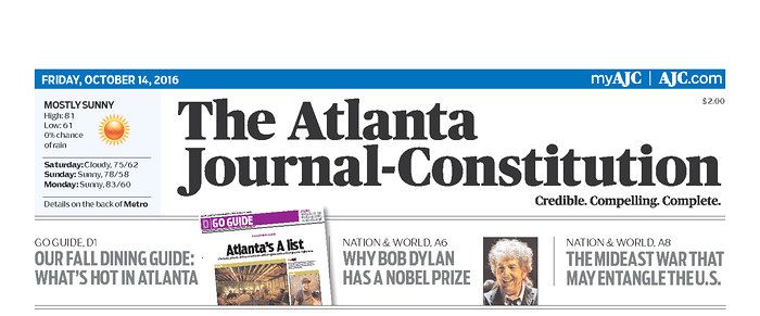 the atlanta journal magazine Bob Dylan front cover