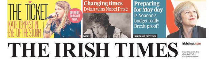 the irish times magazine Bob Dylan front cover