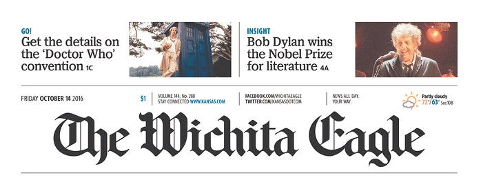 the witchita eagle magazine Bob Dylan front cover