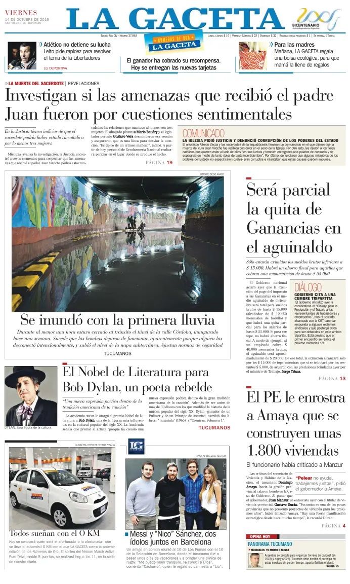 la gaceta 2016 magazine Bob Dylan front cover