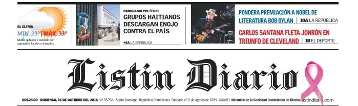 listin diario Bob Dylan front cover