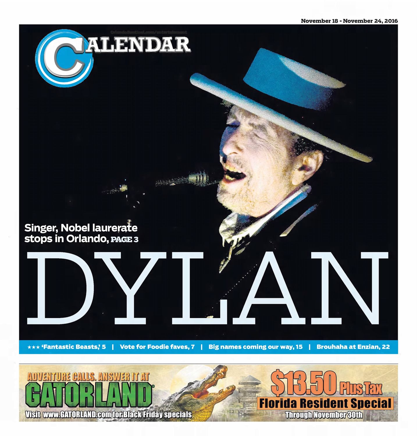 orlando sentinel Bob Dylan front cover