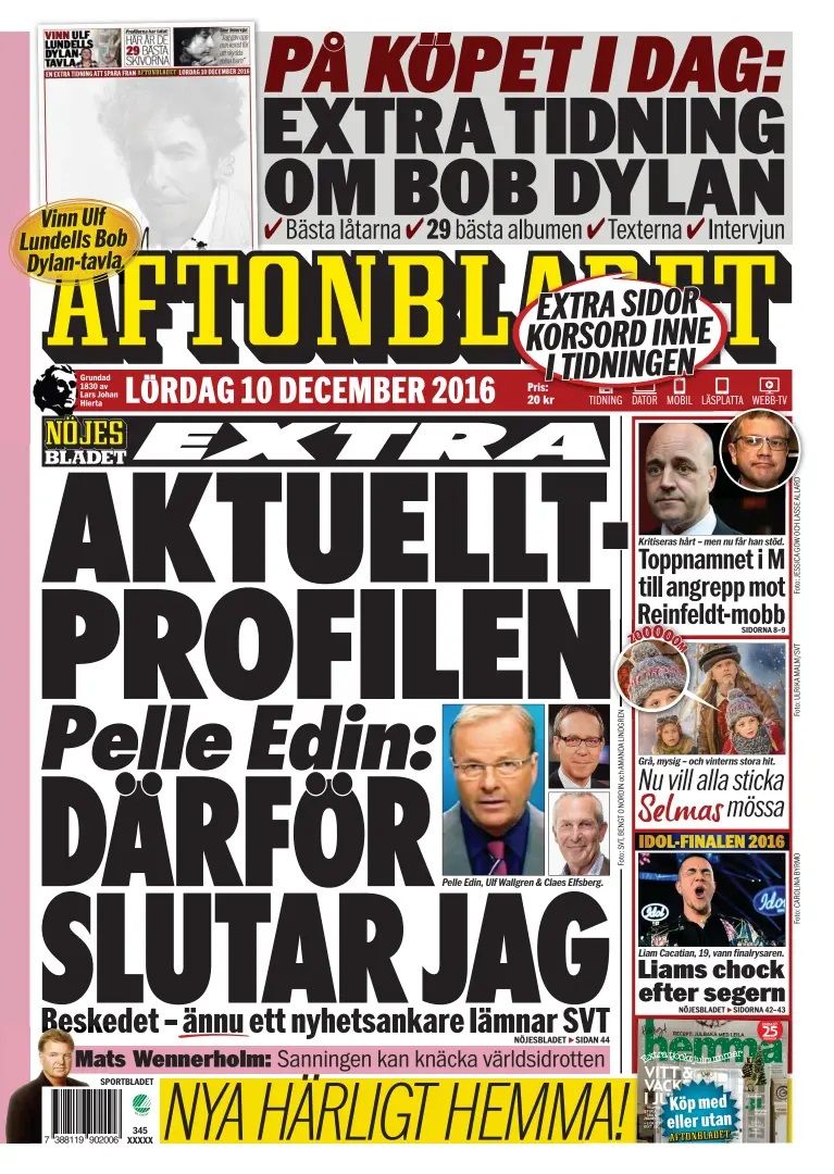 Aftonbladet Bob Dylan front cover