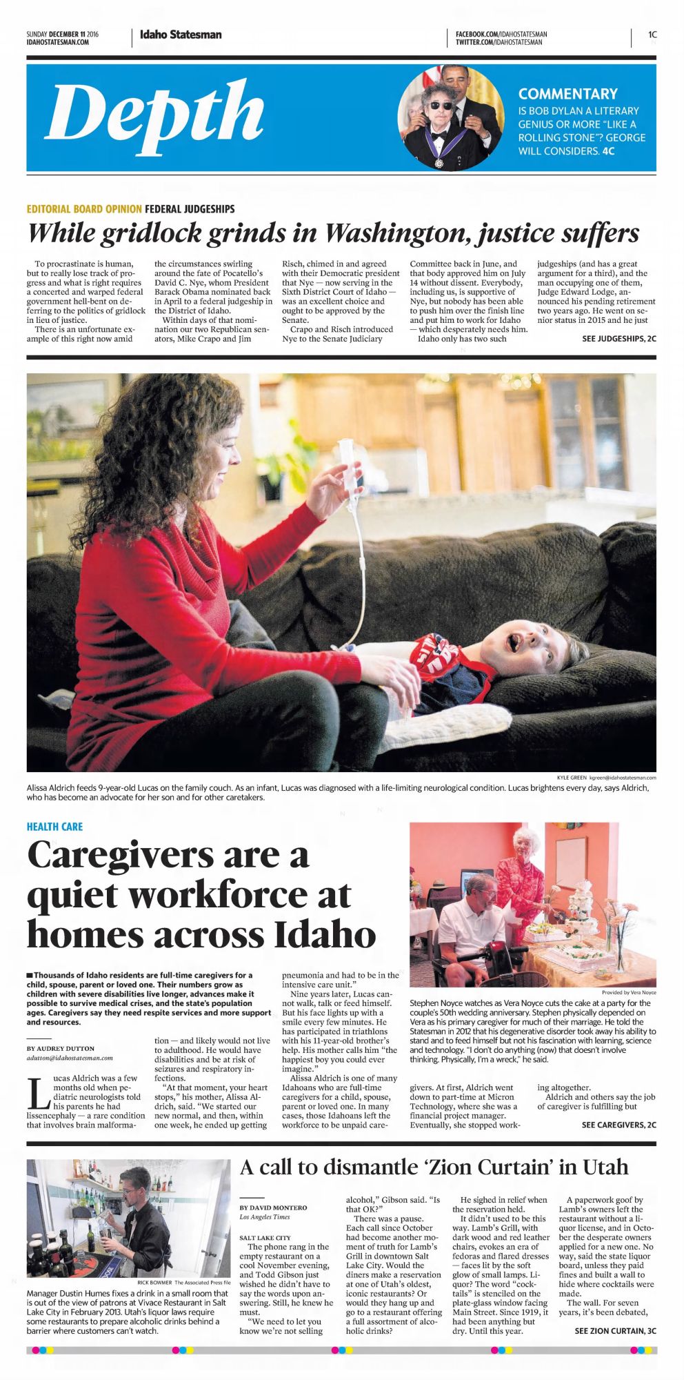 idaho statesman Bob Dylan front cover