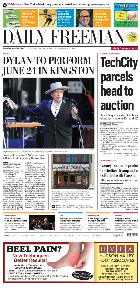 daily freeman Bob Dylan front cover