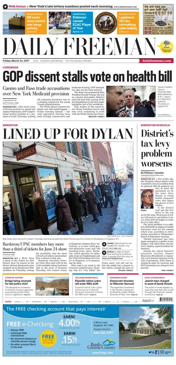 daily freeman Bob Dylan front cover