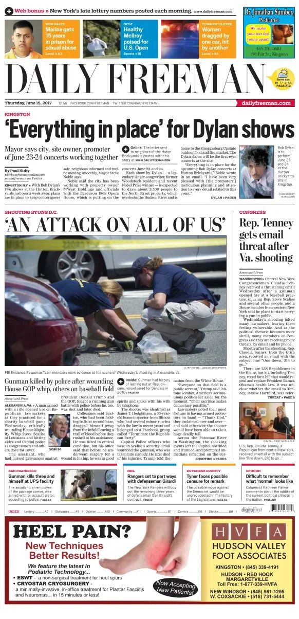 daily freeman Bob Dylan front cover