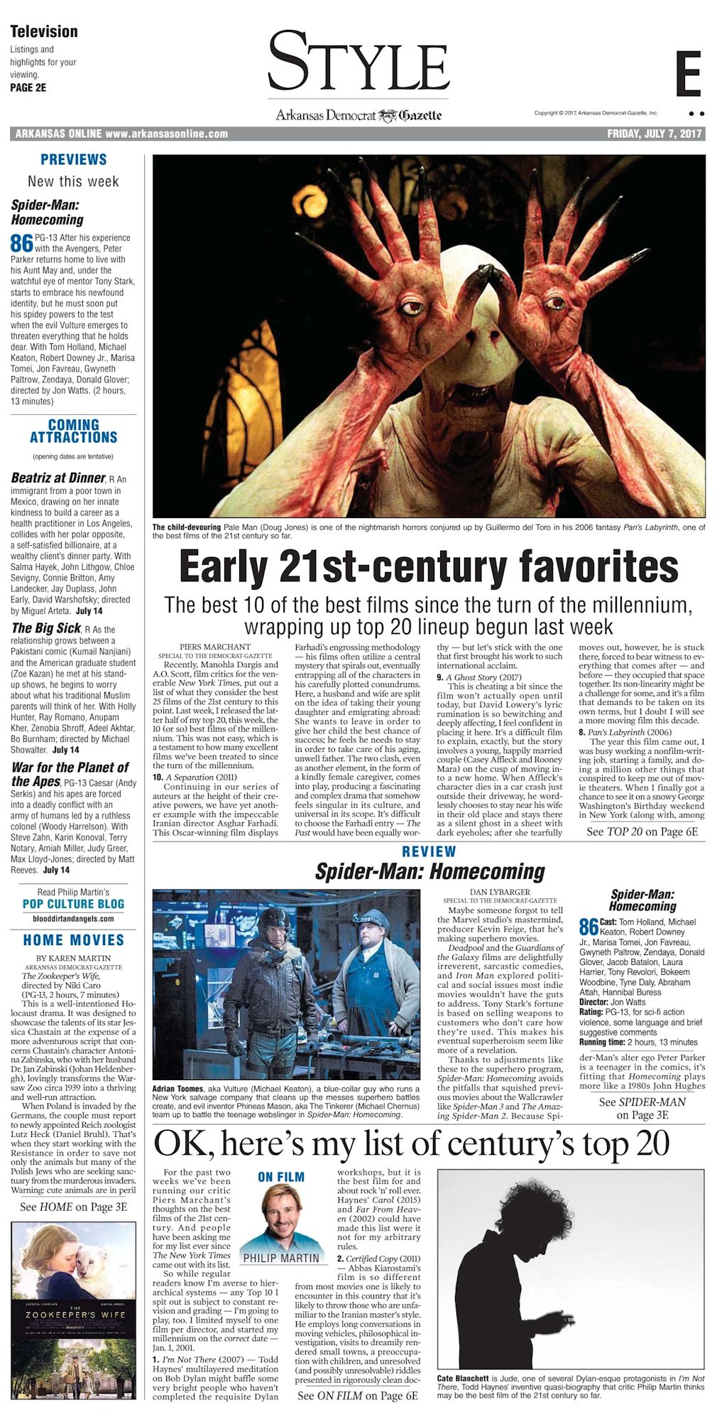 Arkansas Democrat-Gazette Bob Dylan front cover