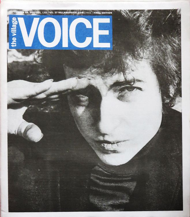 Village voice magazine Bob Dylan front cover 20 September 2017