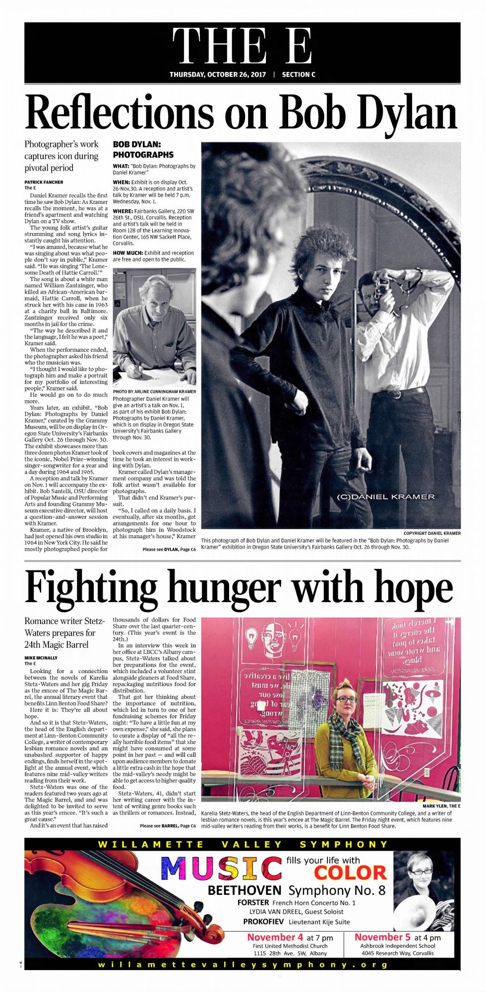 albany democrat-herald Bob Dylan front cover