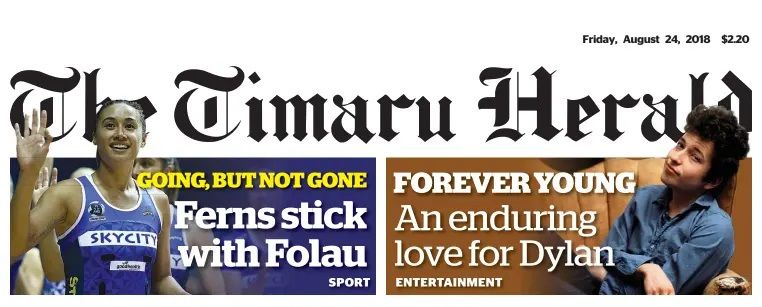 The Timaru Herald Bob Dylan front cover