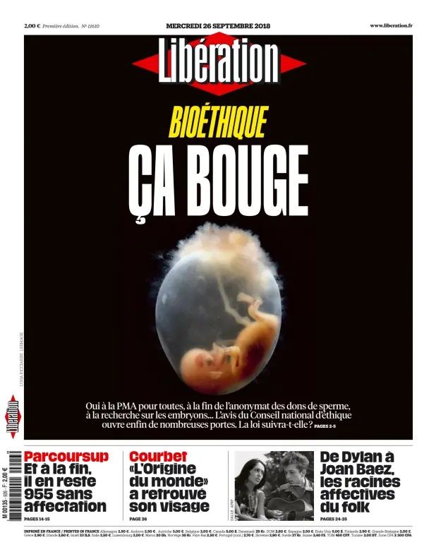 liberation 2018 09 26 french newspaper Bob Dylan front cover