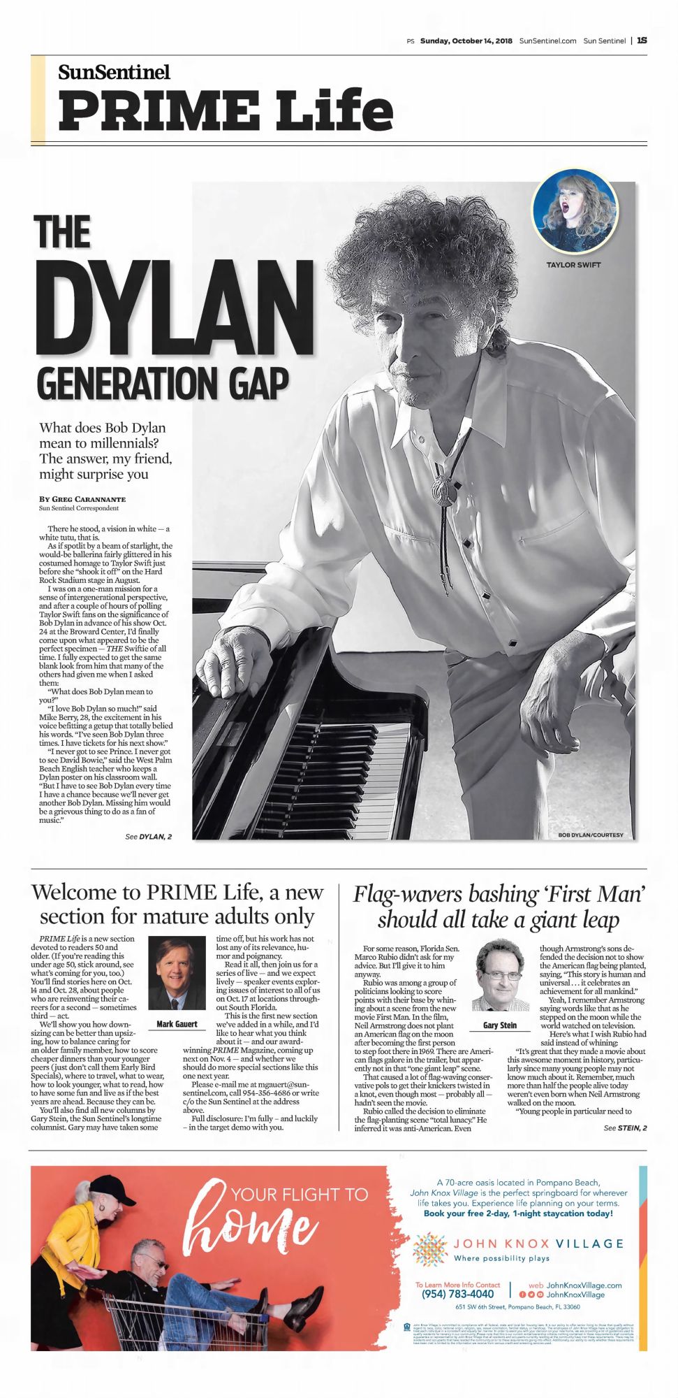 Sun Sentinel Bob Dylan front cover