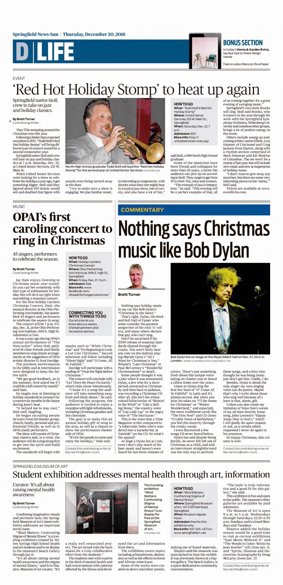 sprigfield news-sun Bob Dylan front cover