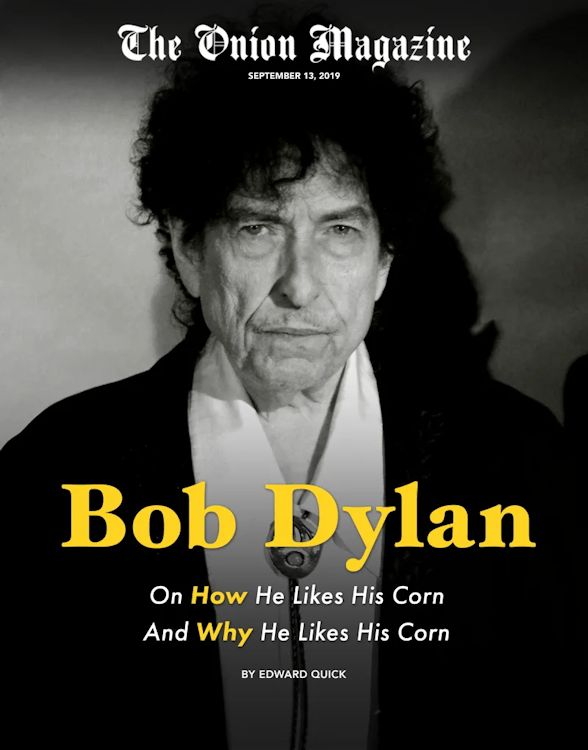 the onion magazine 2019 Bob Dylan front cover