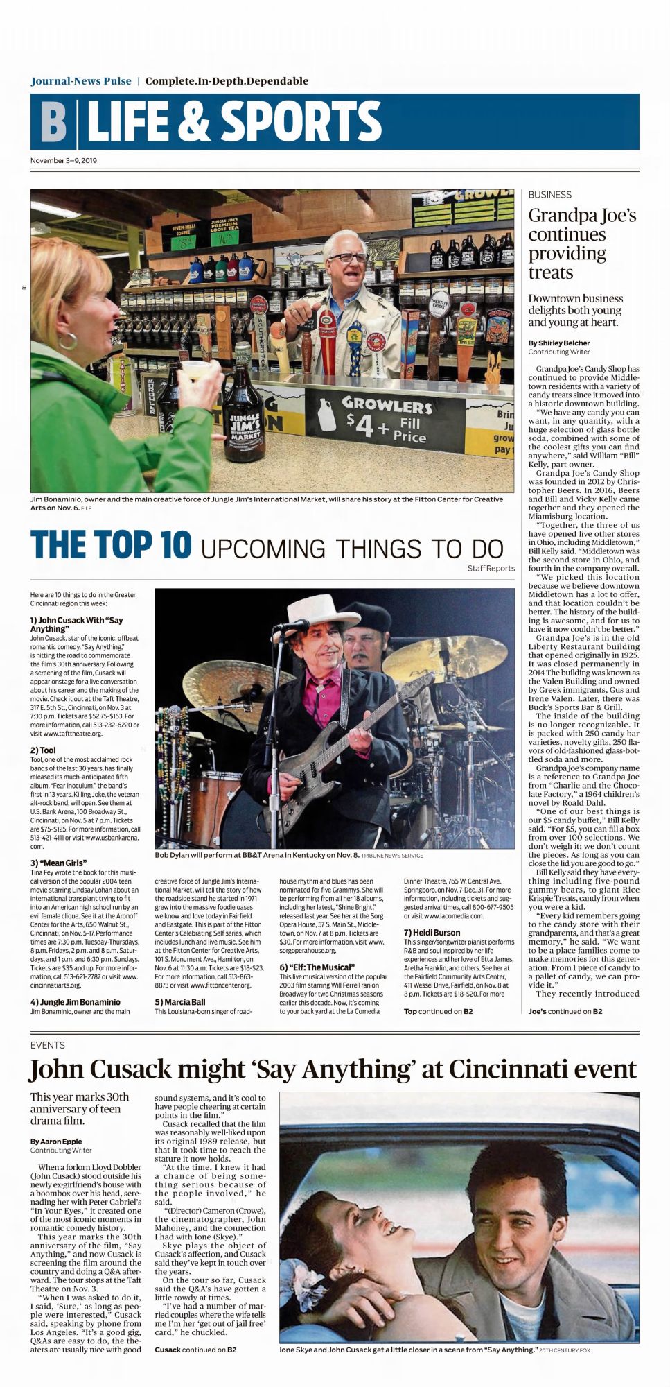 journal-news ohio Bob Dylan front cover