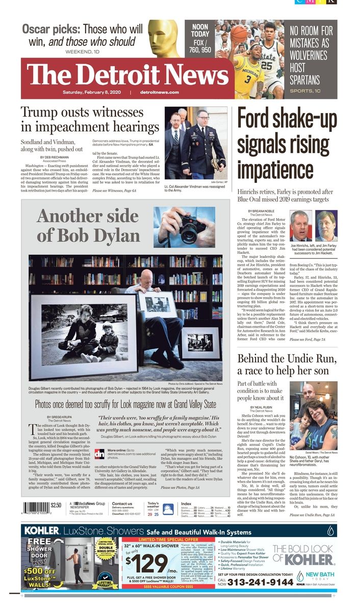 the detroit news Bob Dylan front cover