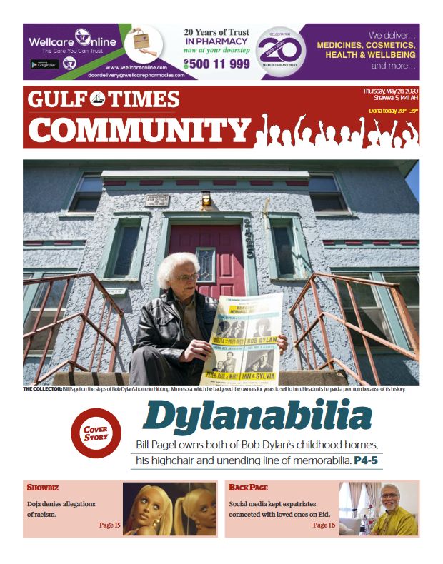 Gulf Times 2020 Bob Dylan front cover