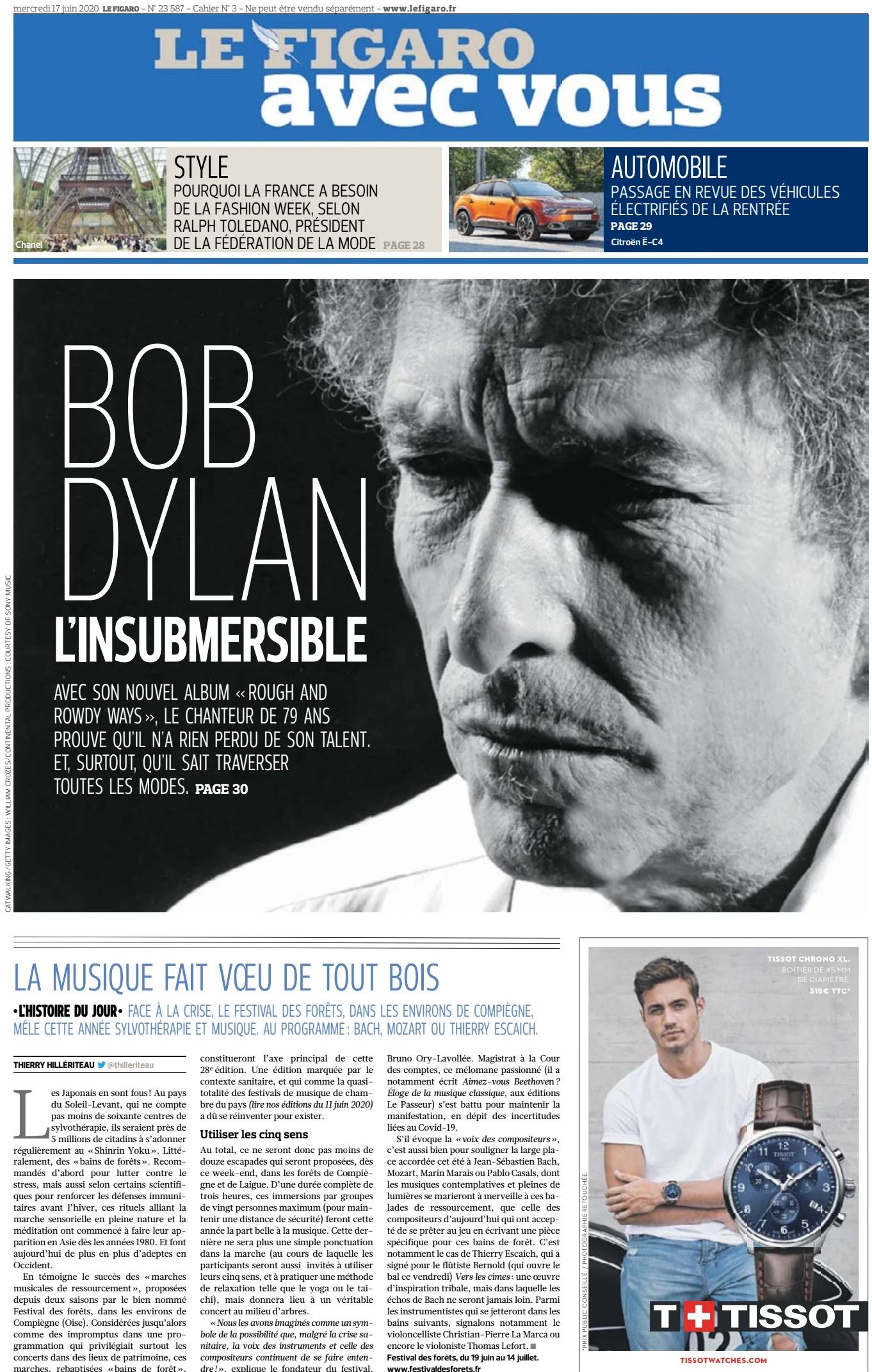 le figaro avec vous 2020 magazine Bob Dylan cover story