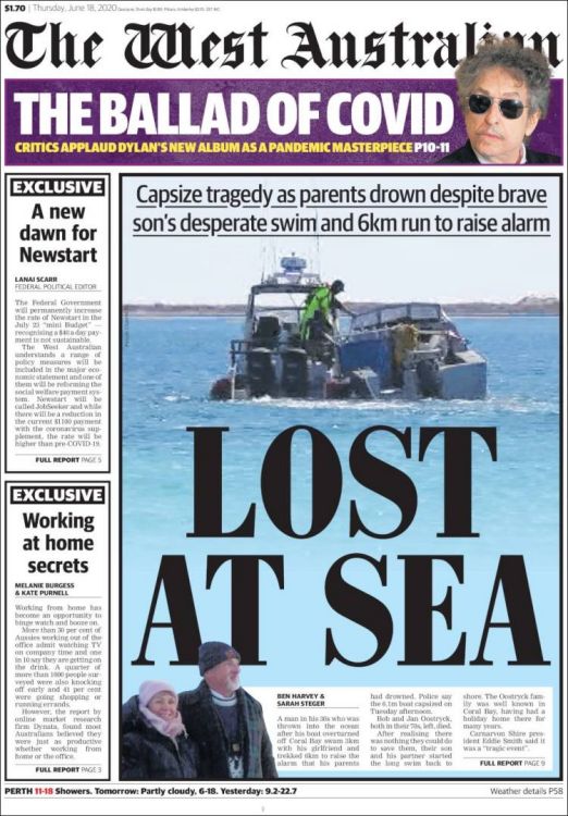 west australian Bob Dylan front cover
