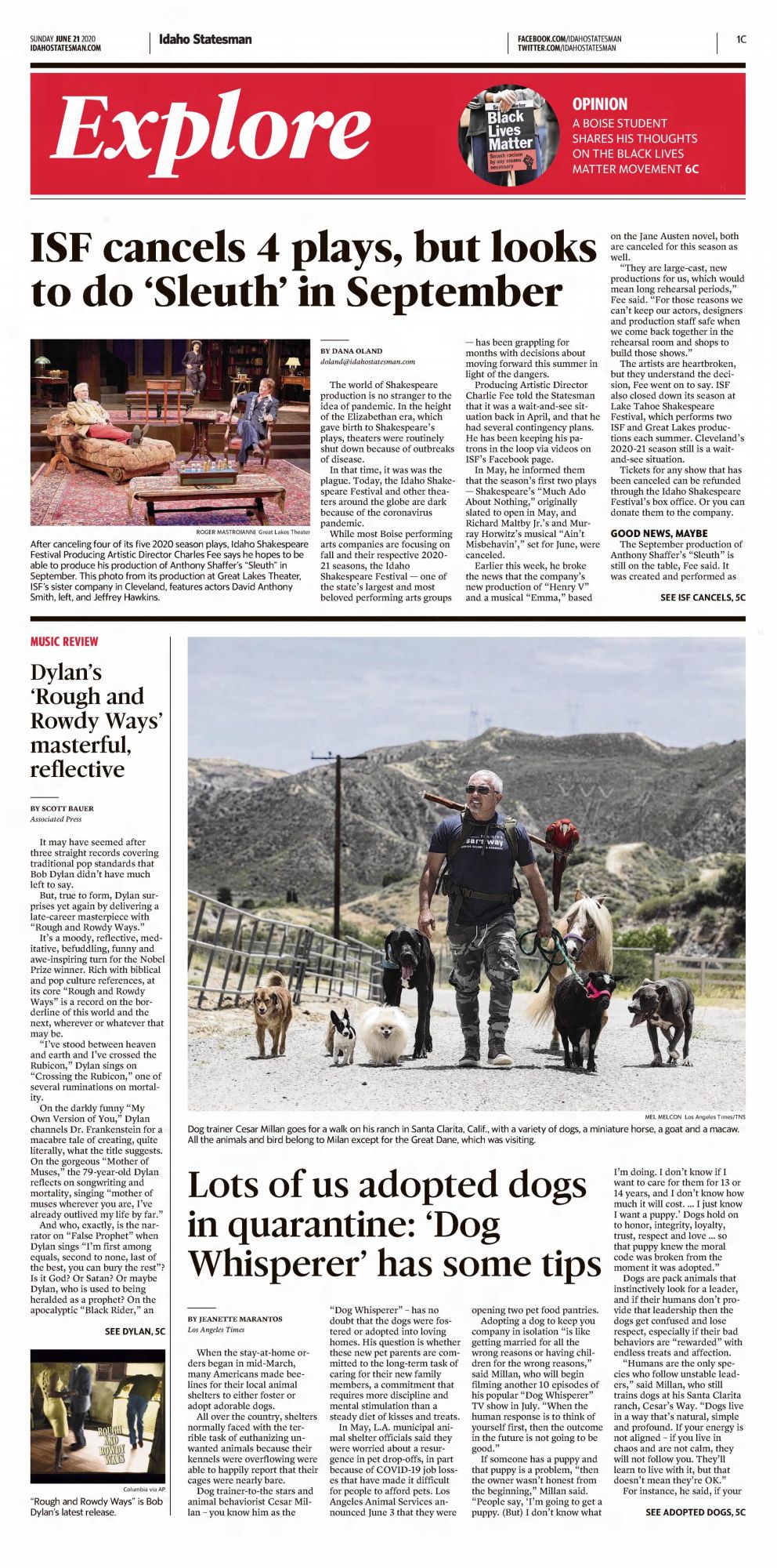 idaho statesman Bob Dylan front cover