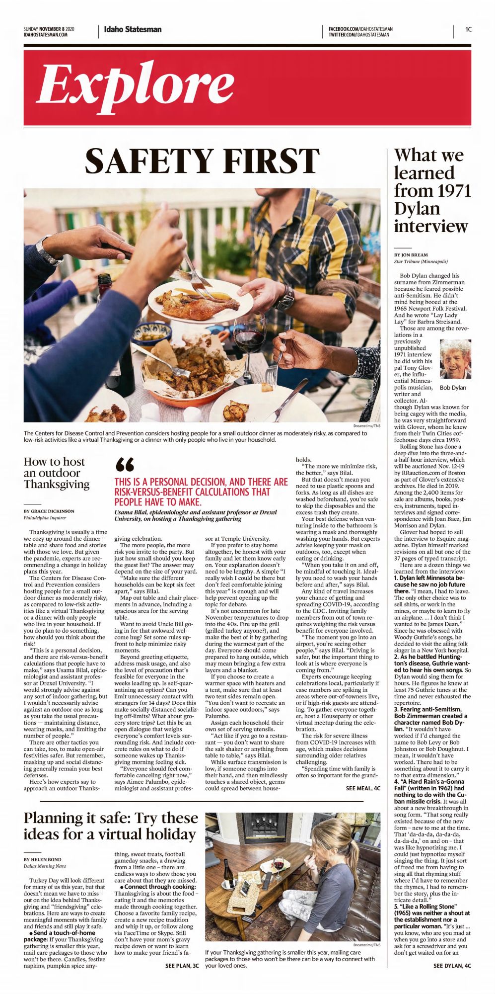 idaho statesman Bob Dylan front cover