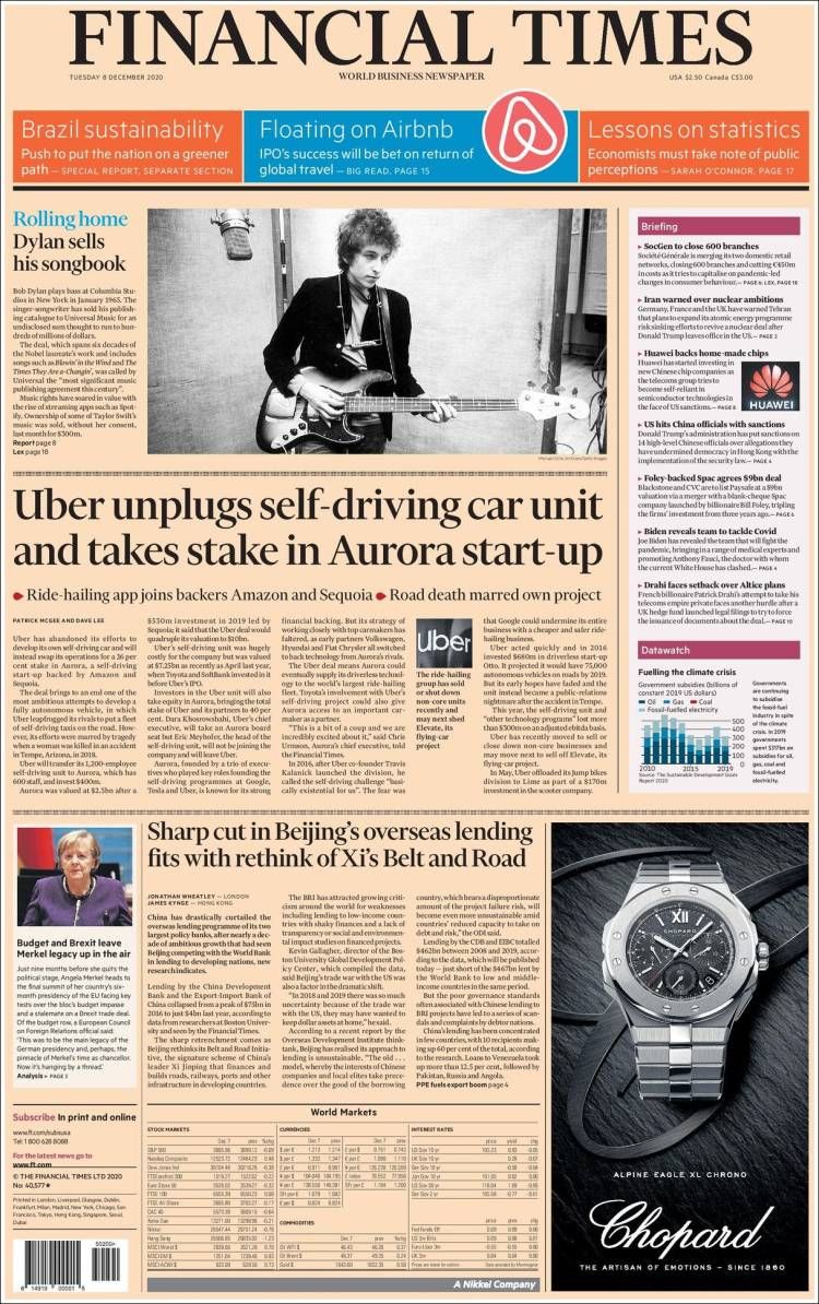 Financial Times Bob Dylan front cover