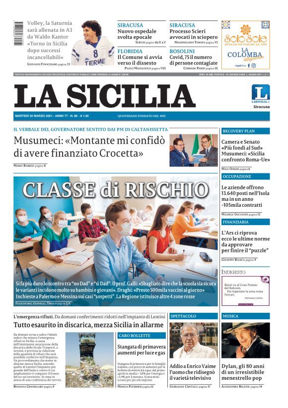 la sicilia 30 03 2021 Bob Dylan front cover