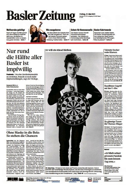 2021 05 21 Basler zeitung Bob Dylan front cover