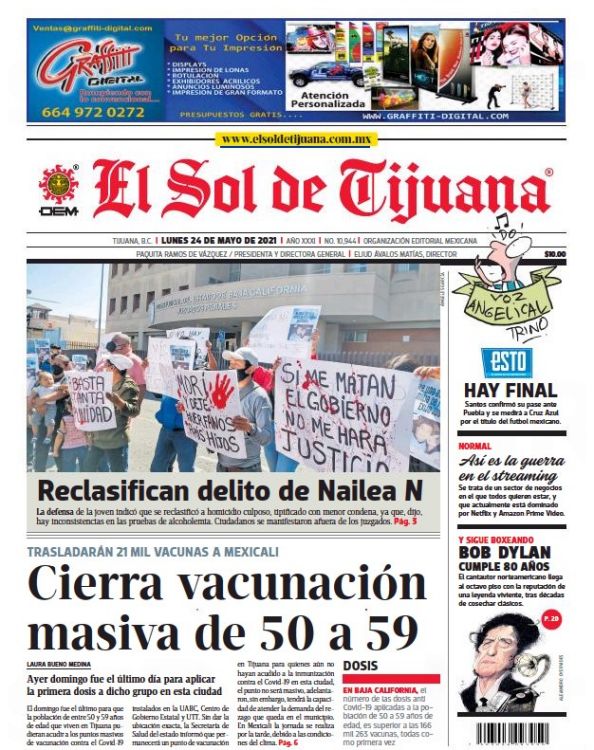 EL SOL DE Tijuana 24 05 2021 Bob Dylan cover story