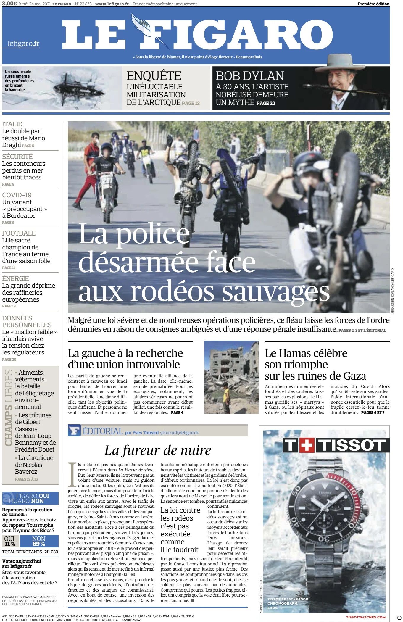 le figaro 24 05 2021 Bob Dylan front cover