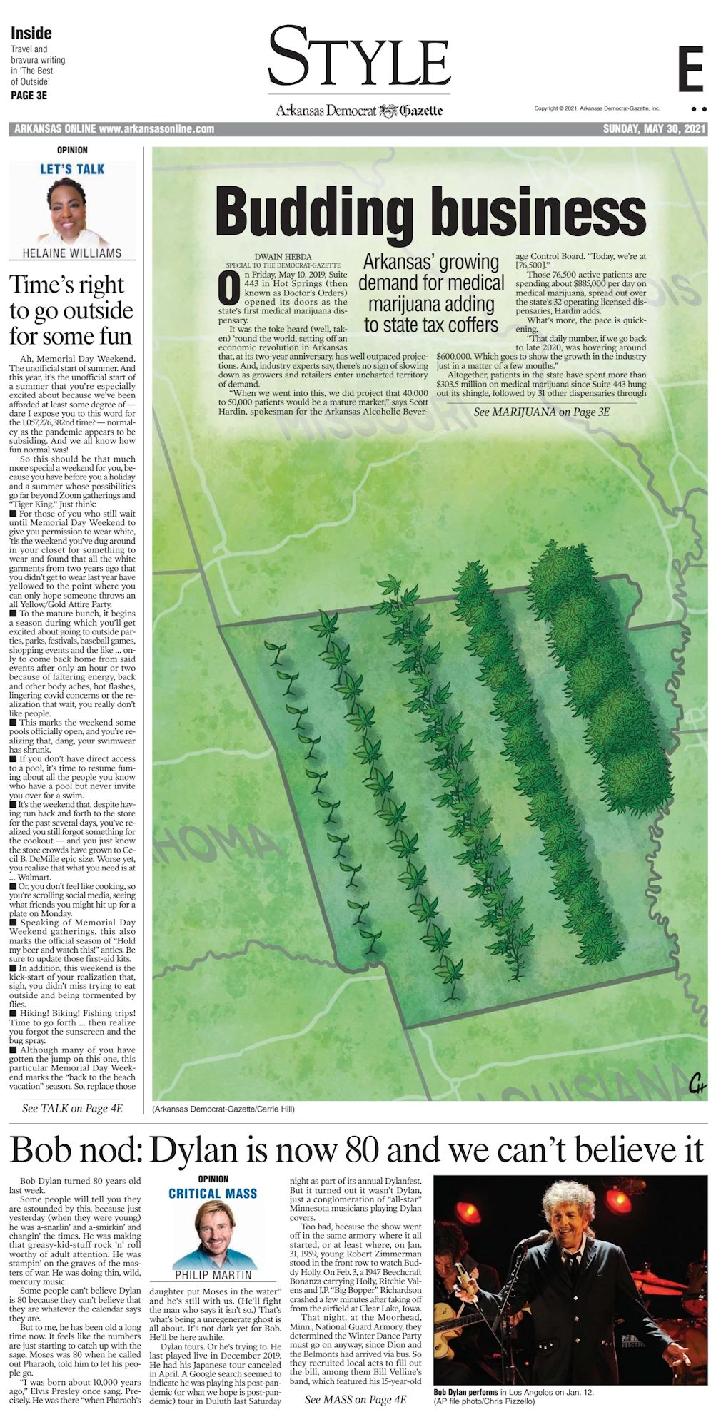 Arkansas Democrat-Gazette Bob Dylan front cover