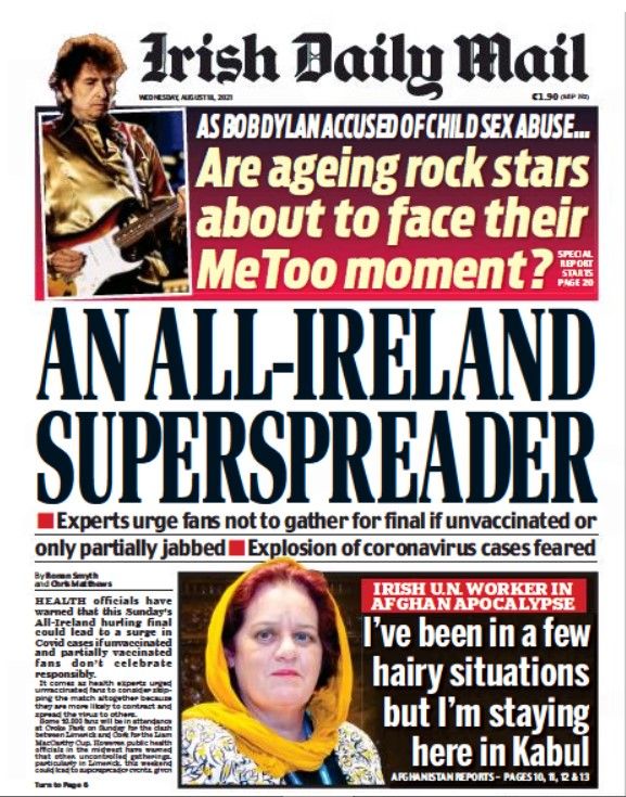 the Irish daily mail Bob Dylan cover story