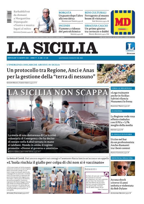 la sicilia 12 08 2021 Bob Dylan front cover
